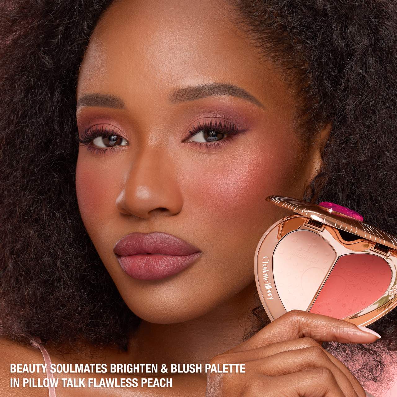 Pillow Talk Beauty Soulmates Airbrush Flawless Finish Brightening and Blush Powder Palette (Rubor y Polvo Compacto)
