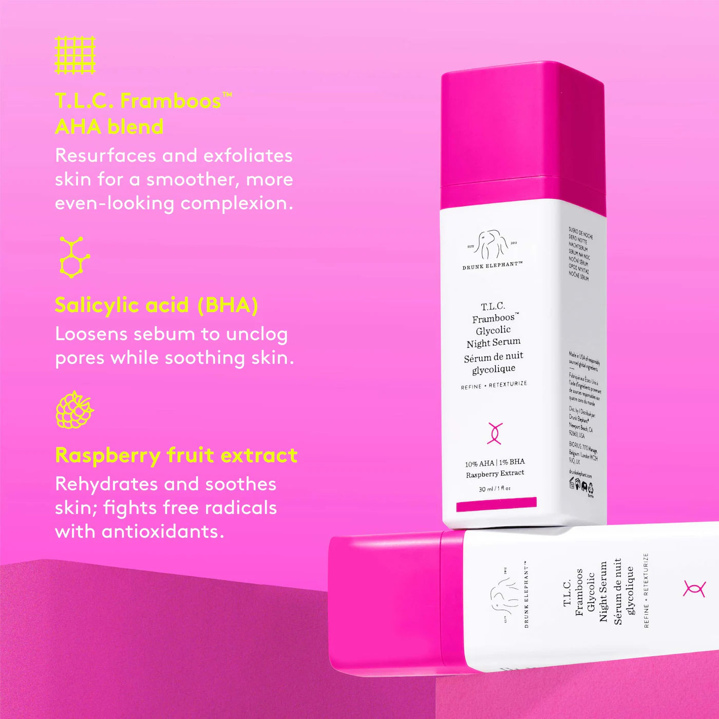 T.L.C. Framboos Glycolic Resurfacing Night Serum (Suero Facial)