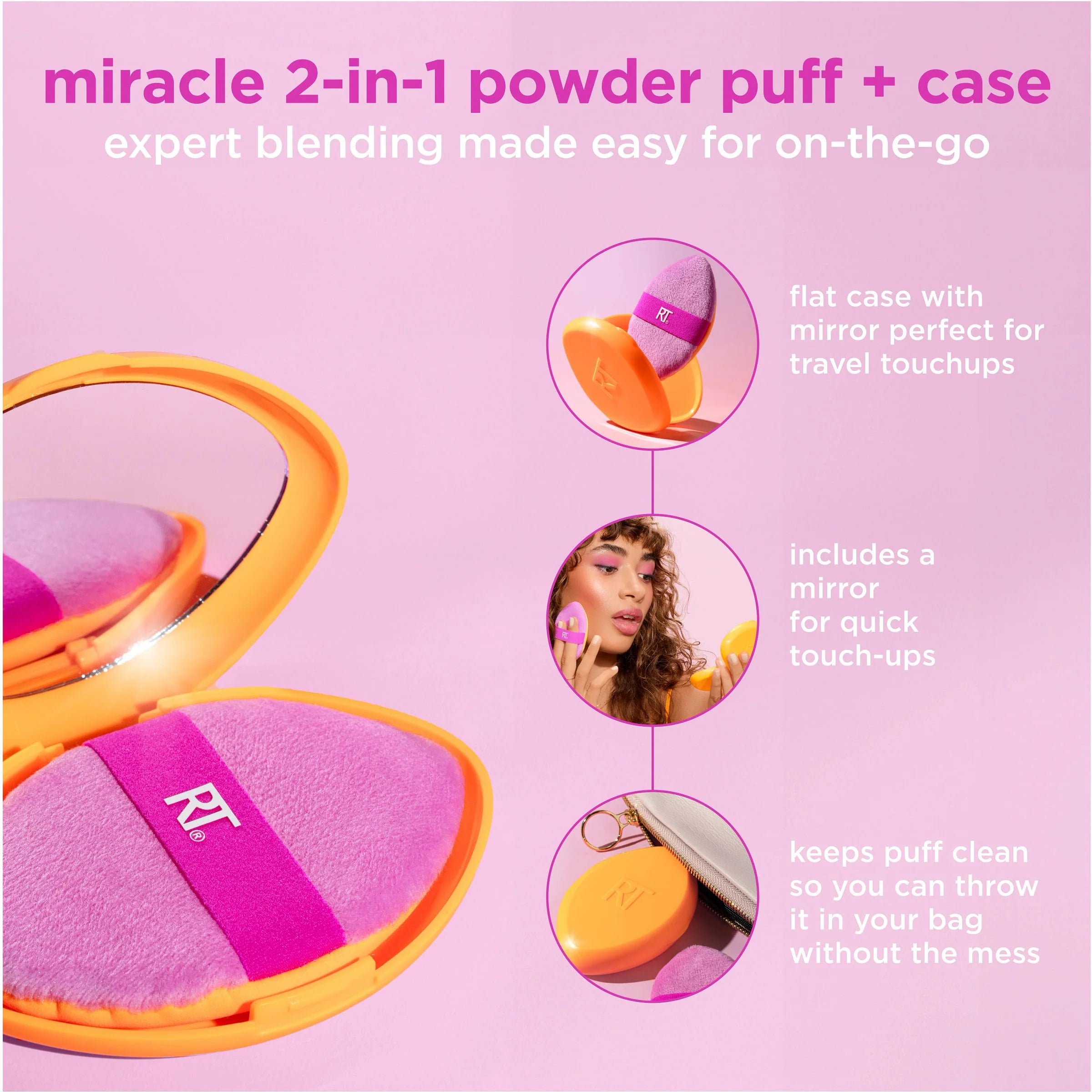 Miracle 2-In-1 Powder Puff + Travel Case (Kit o Set de Esponja)