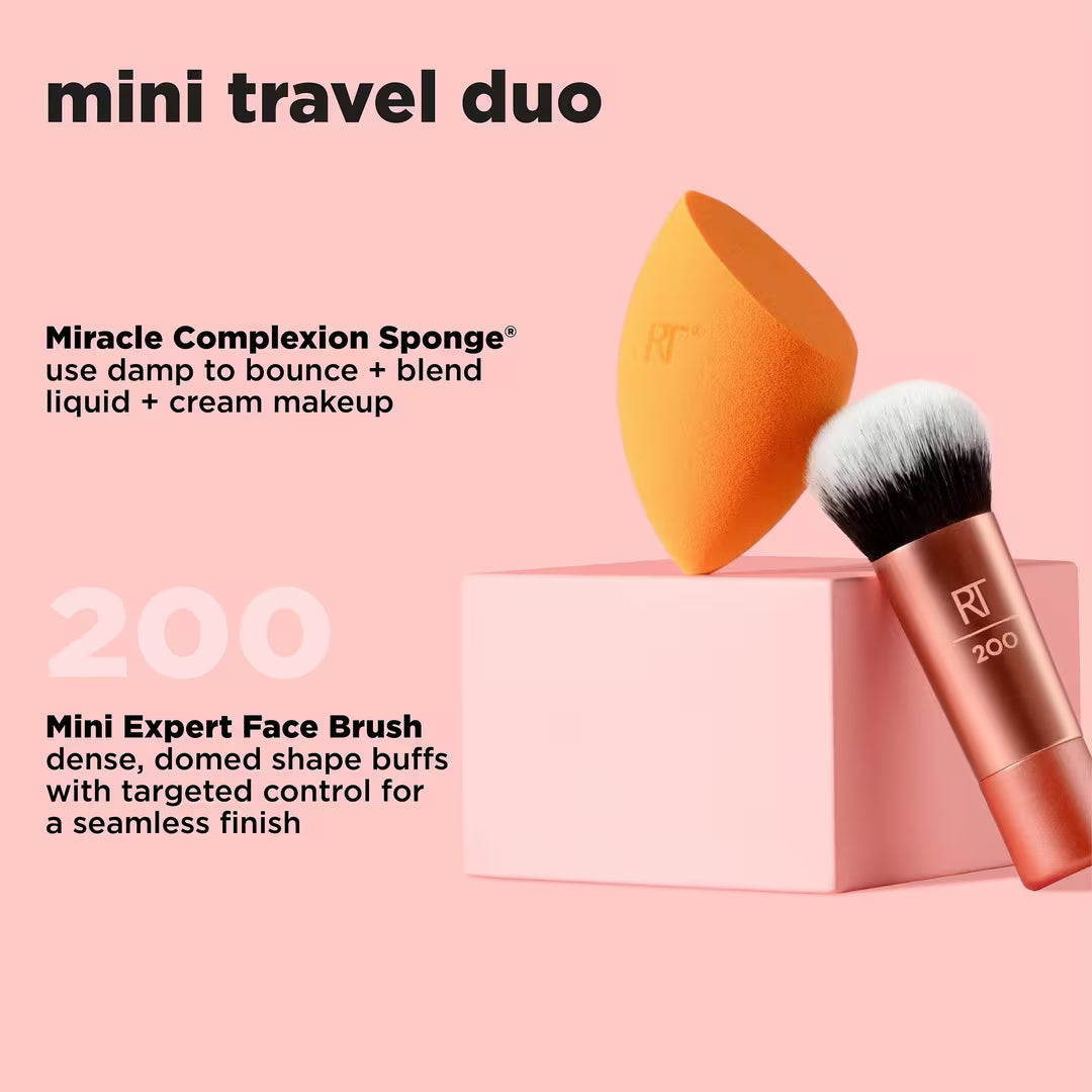 Mini Travel Makeup Brush & Sponge Duo (Kit o Set)