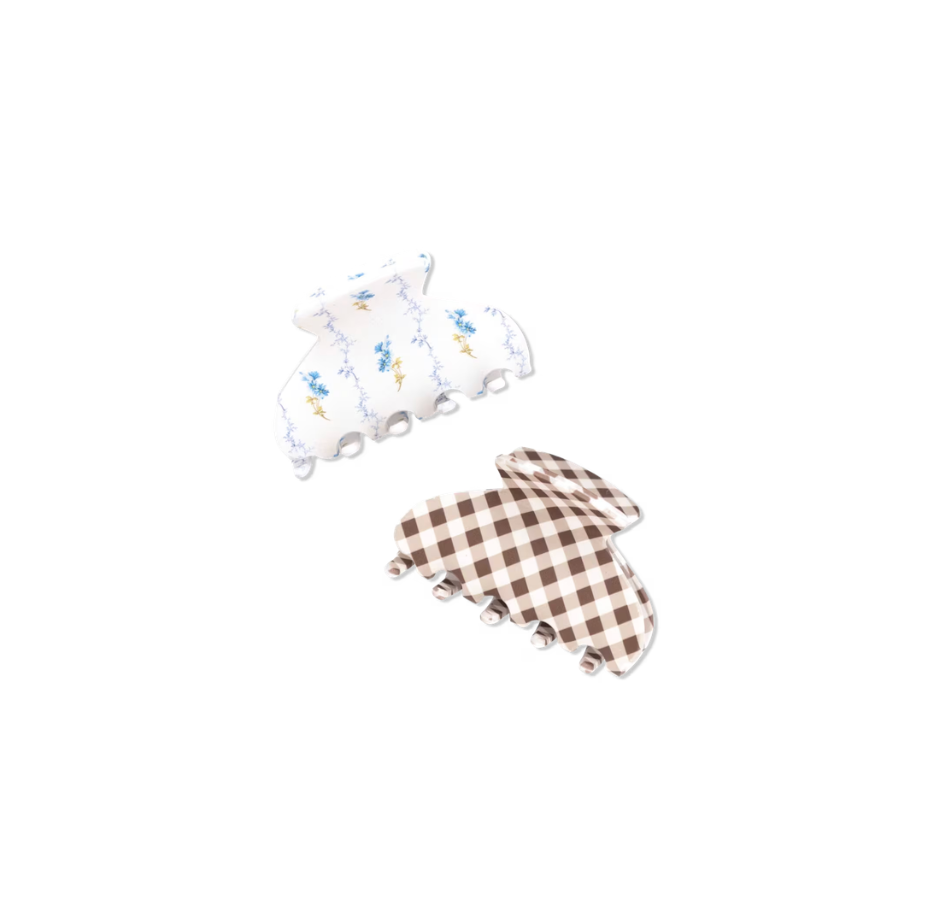 Wet Brush x Hill House Bluebell Waltz and Brown Gingham Small Claw Clips (Brocha para Cabello)