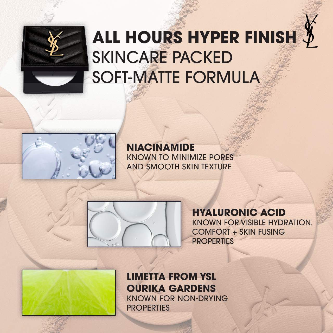 All Hours Hyper Finish 24H Multi-Use Natural Matte Powder (YSL Polvo Compacto)