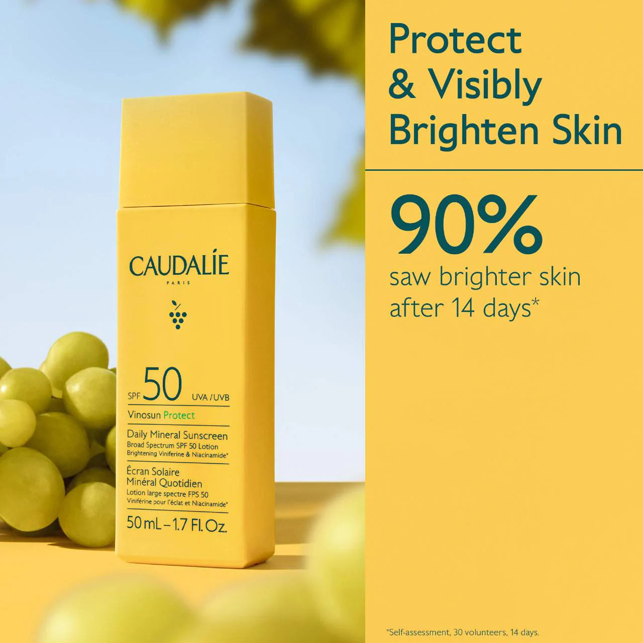 Vinosun Protect Brightening Daily Mineral Face Sunscreen SPF 50 with Niacinamide (Protector o Bloqueador Solar)