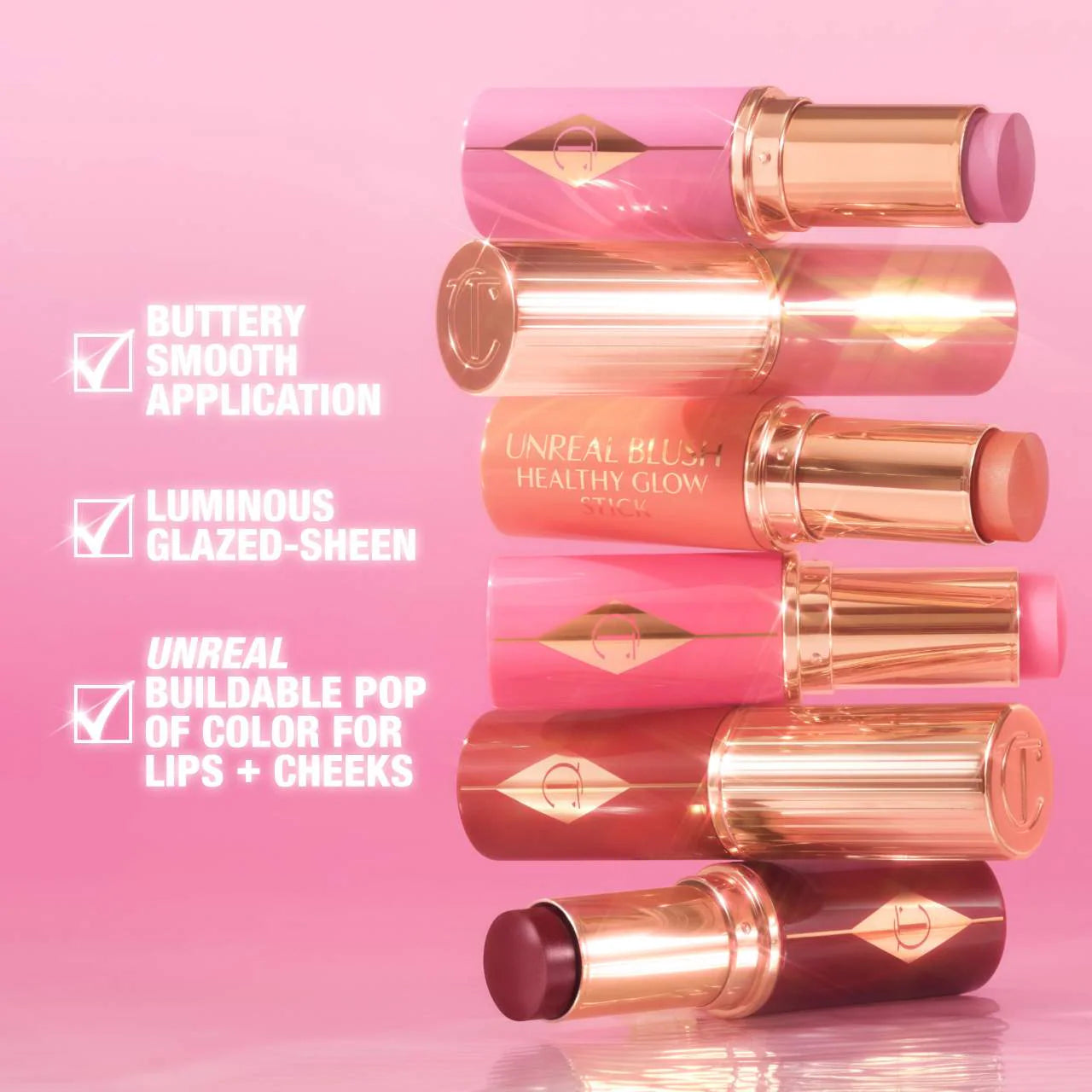 Unreal Lip + Cheek Glow Blush Stick with Hyaluronic Acid (Rubor en Barra)