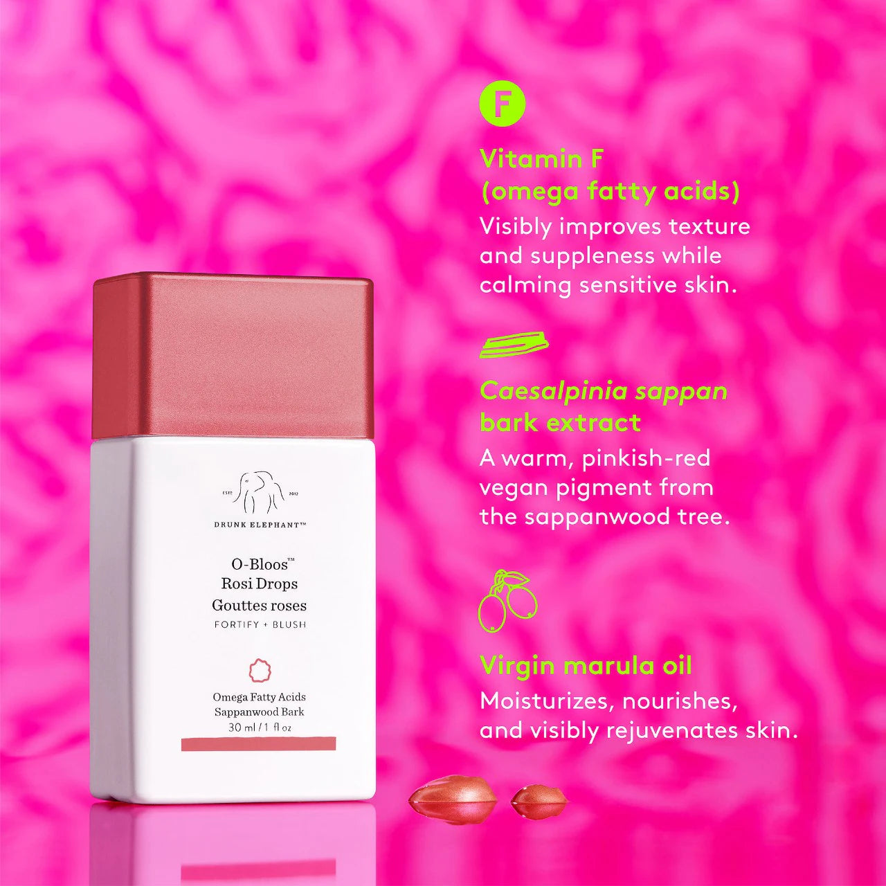 O-Bloos Rosi Glow Drops with Vitamin F (Rubor Líquido)