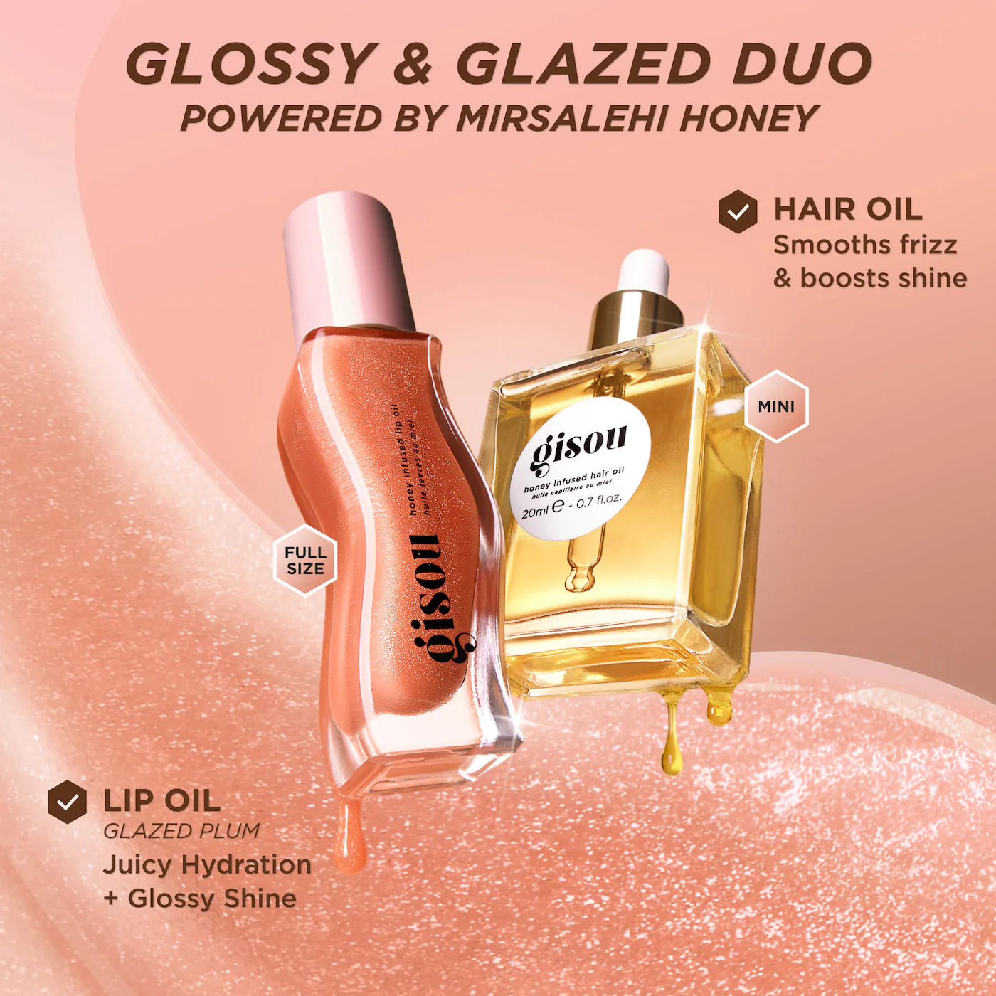 Glossy & Glazed Hair & Lip Oil Gift (Kit o Set)
