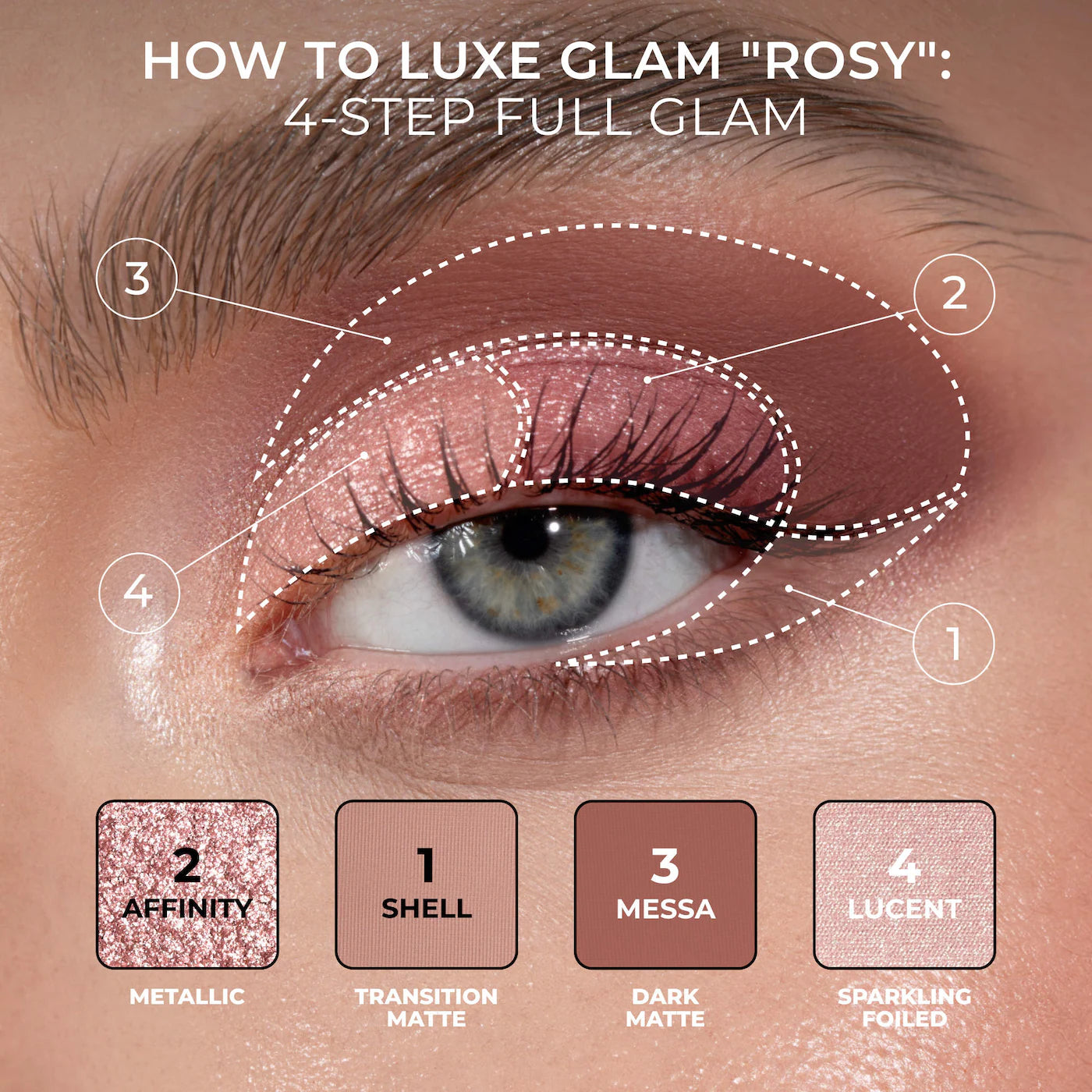 Rosy Luxe Glam Compact Quad Eyeshadow (Paleta de Sombras)