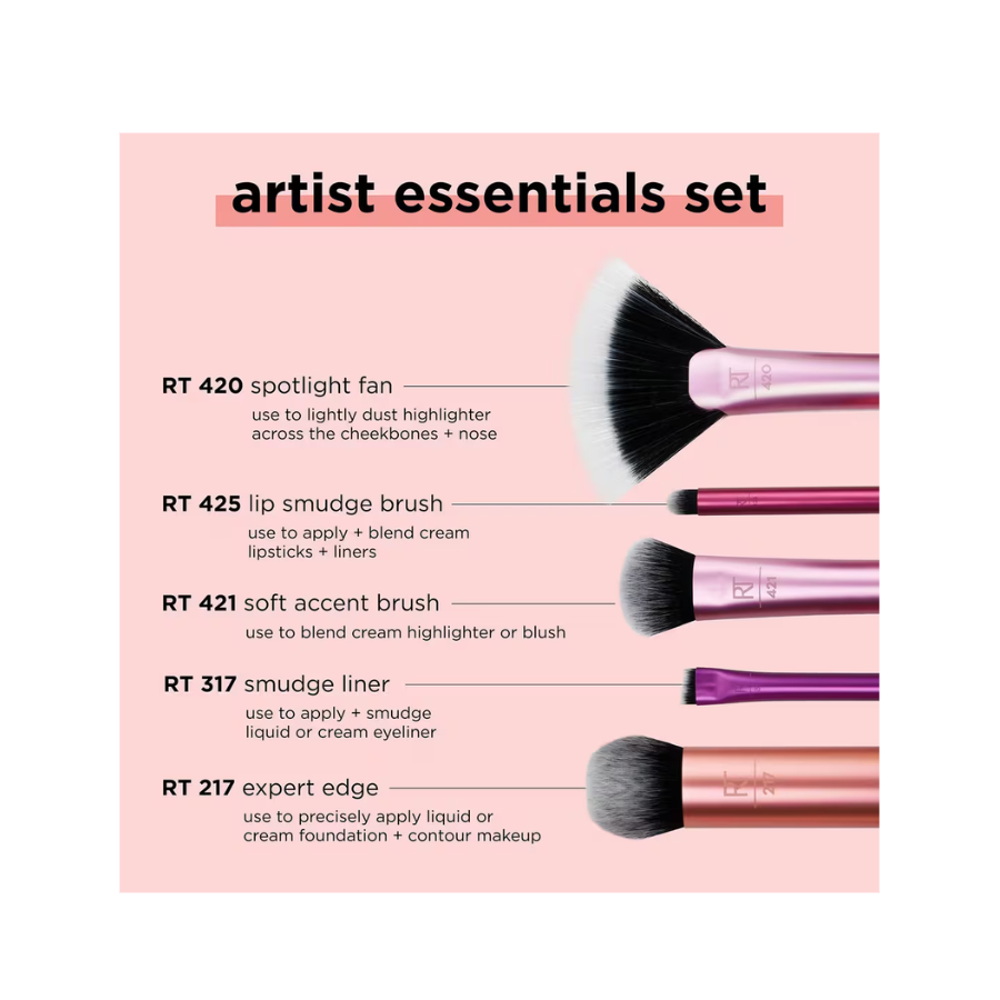 Artist Essentials Face, Eyes, & Lips Makeup Brush (Kit o Set de Brochas)