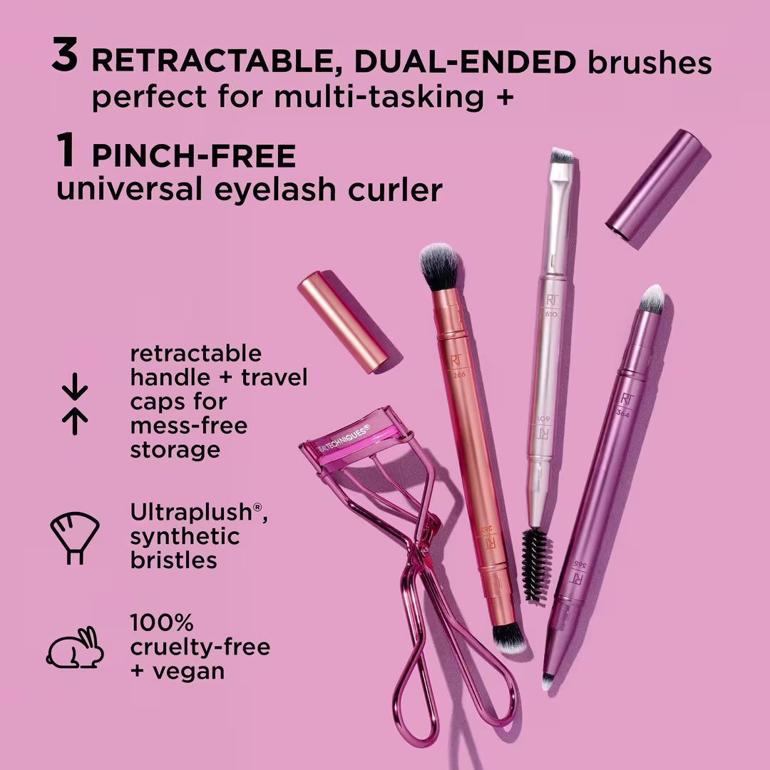Double Time Makeup Brush + Lash Curler (Kit o Set)
