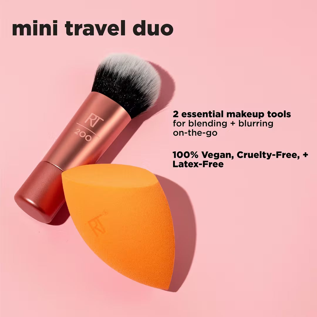 Mini Travel Makeup Brush & Sponge Duo (Kit o Set)