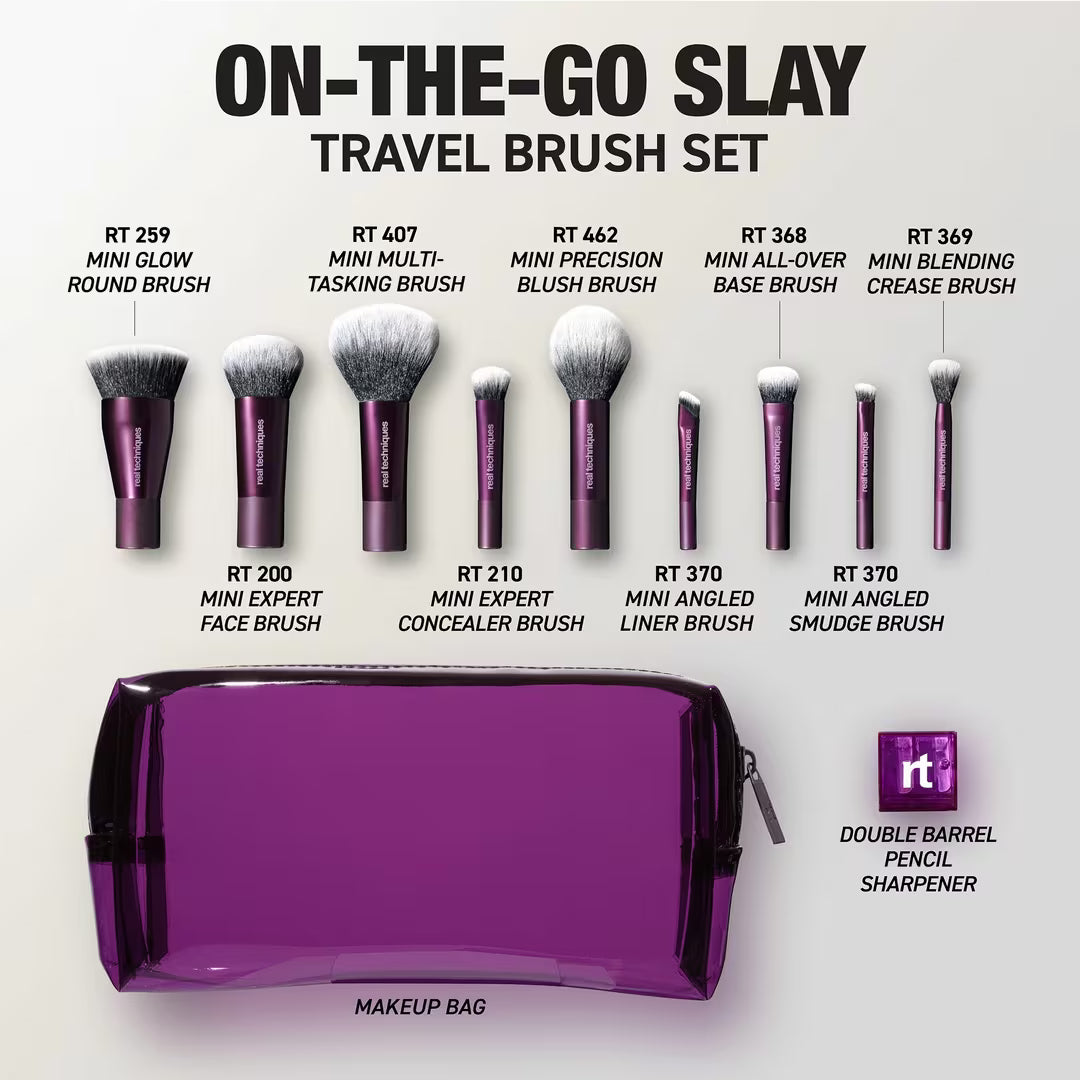 On-The-Go Slay Travel Brush Set & Bag (Kit o Set)