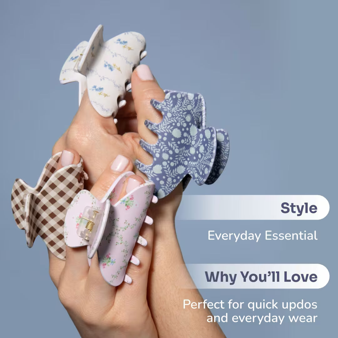 Wet Brush x Hill House Bluebell Waltz and Brown Gingham Small Claw Clips (Brocha para Cabello)